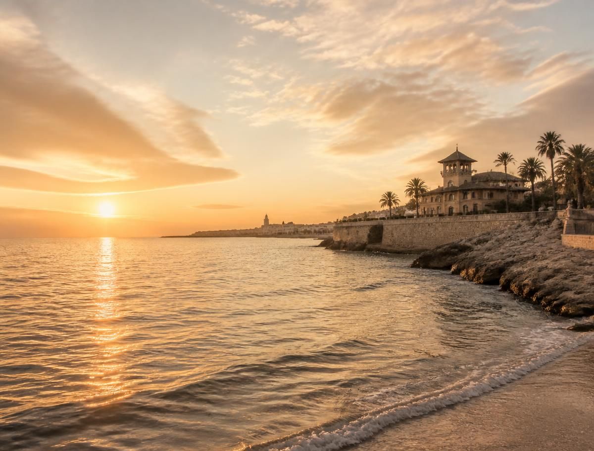 Atardecer en la playa de Vilanova i la Geltrú